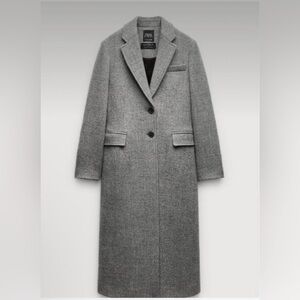 Zara Basic Wool Coat, Gray, Size XS